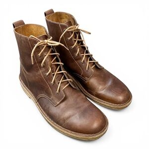 Clarks Desert Mali Beeswax Waxed Brown Leather Crepe Sole Lace Up Boots 10